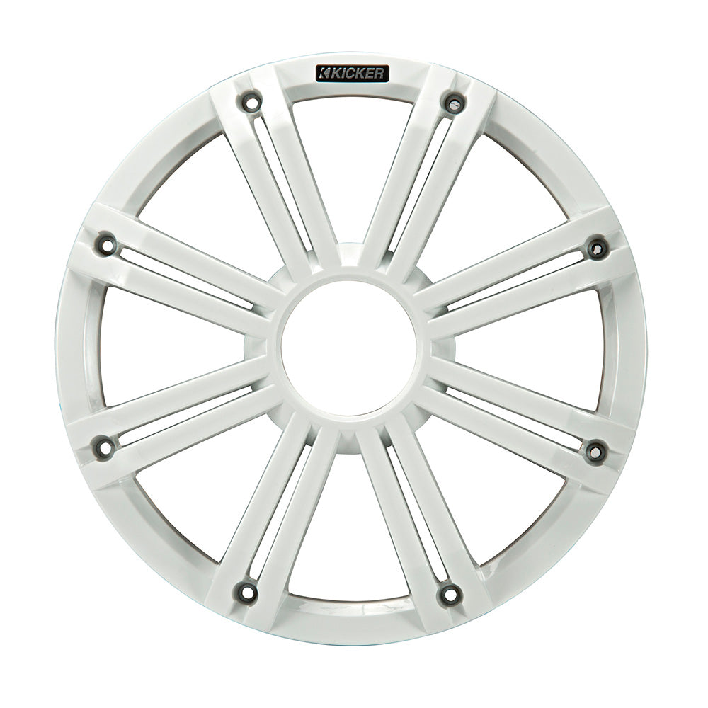 KICKER KMG10 10" Grille f/KM10 & KMF10 Subwoofers - White, LED Lighting KICKER