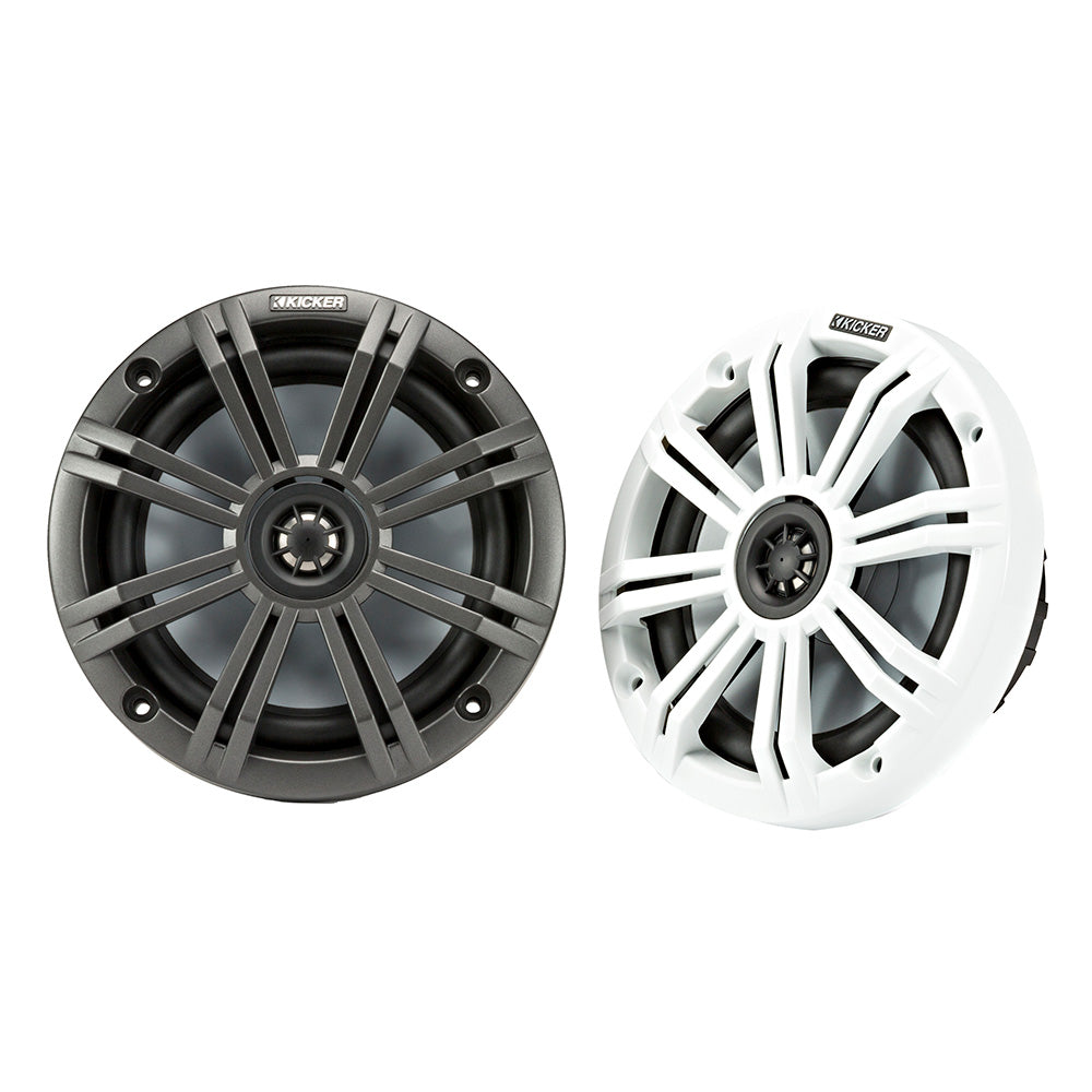 KICKER KM65 6.5" Marine Coaxial Speakers w/3/4" Tweeters - 4-Ohm, Charcoal & White KICKER