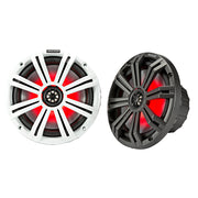 KICKER KM8 8" LED Marine Coaxial Speakers w/1" Tweeters - 4-Ohm, Charcoal & White KICKER