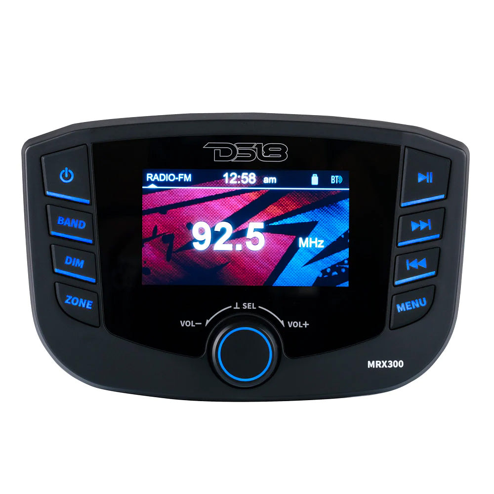 DS18 Marine Headunit TFT Screen - 3 Zones - 4V Output - Bluetooth - RDS 4x50 Watts DS18