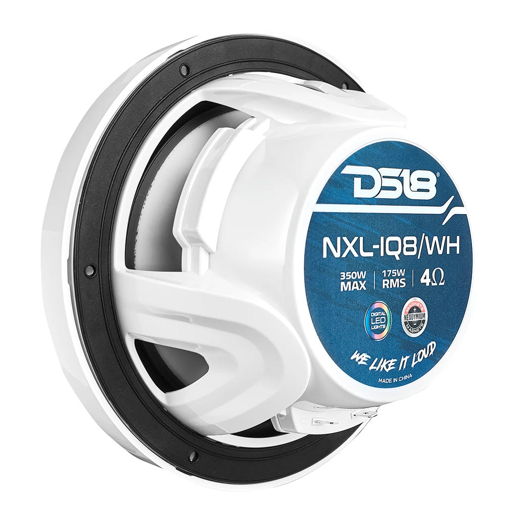 DS18 8" 2-Way Coaxial Marine Speakers w/LED White - 175W, 4-Ohm DS18