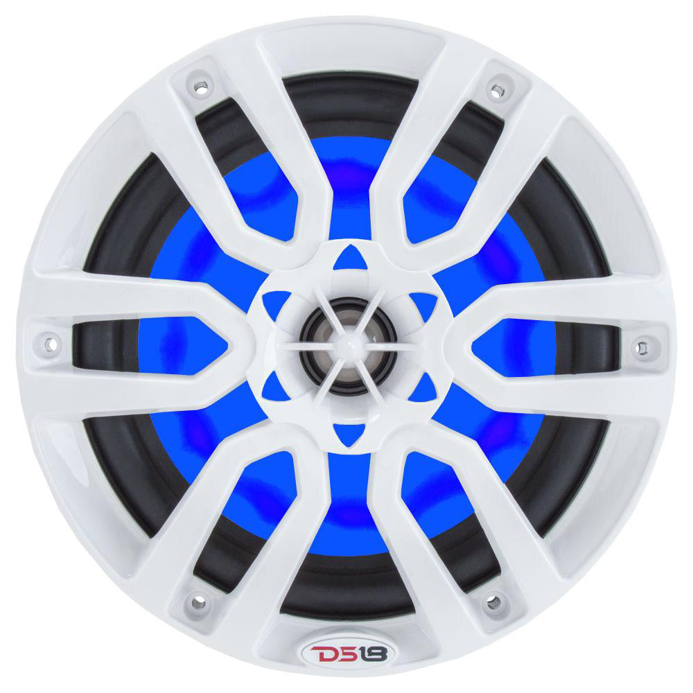 DS18 HYDRO 6.5" 2-Way Marine Speakers w/RGB LED Lights 300W - White DS18