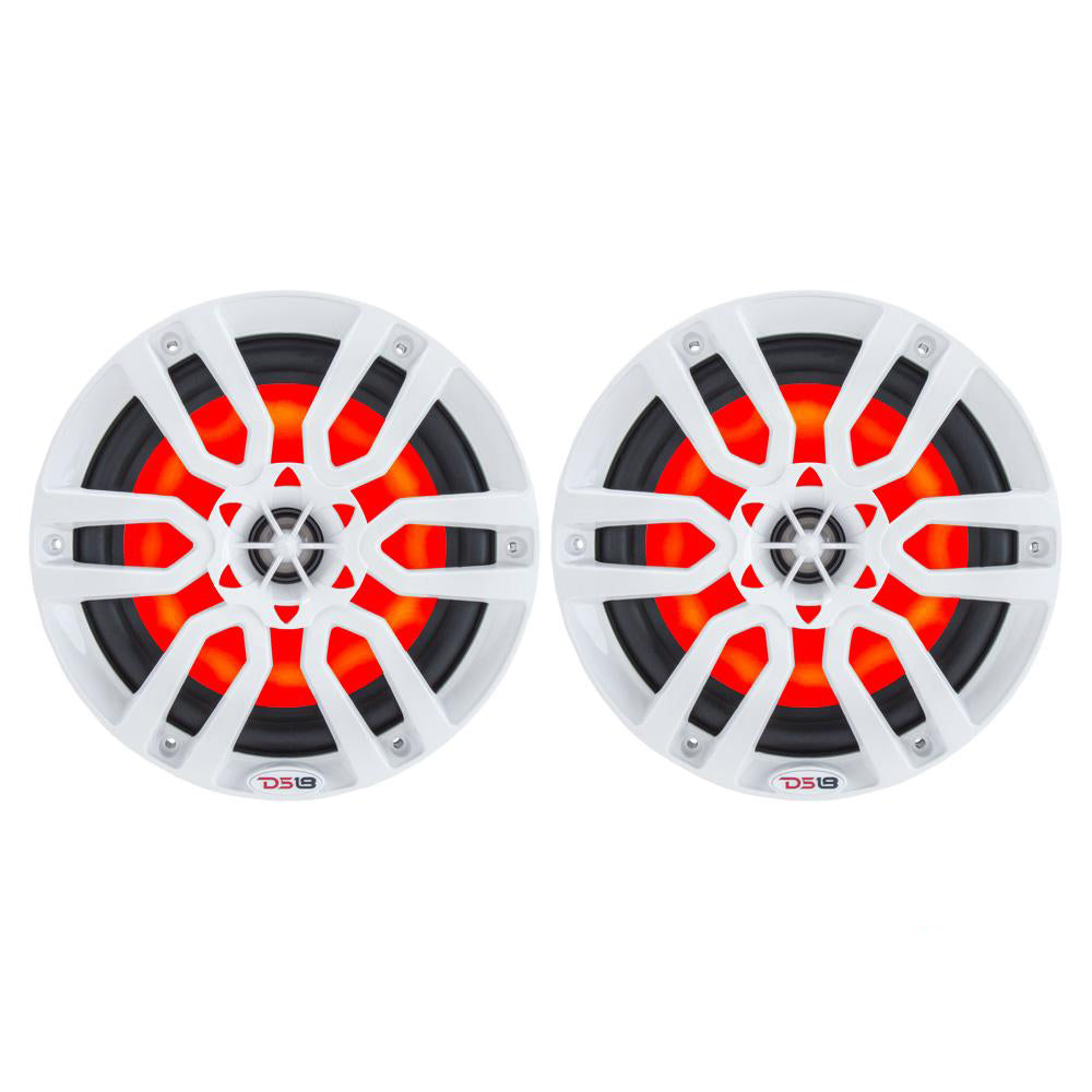 DS18 HYDRO 8" 2-Way Marine Speakers w/RGB LED Lights 375W - White DS18