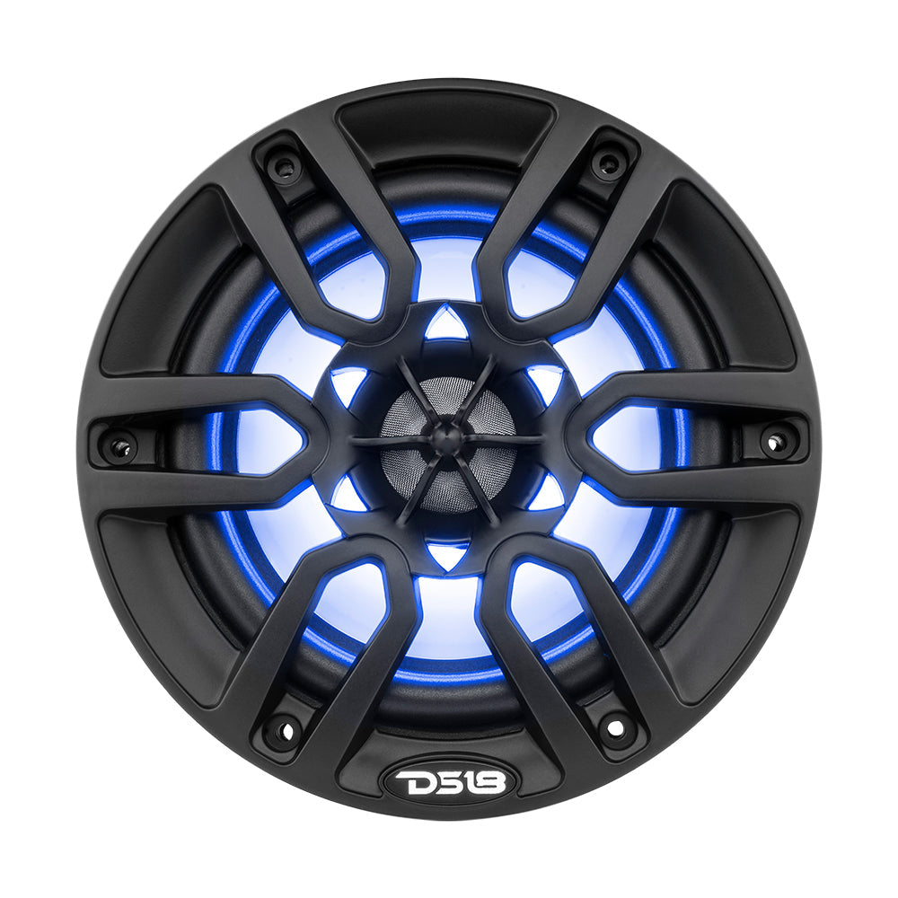 DS18 HYDRO 6.5" 2-Way Marine Speakers w/RBG LED Lights 300W - Matte Black DS18