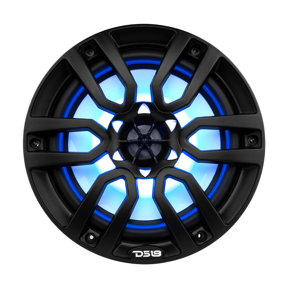 DS18 HYDRO 8" 2-Way Marine Speakers w/RGB LED Lights 375W - Matte Black DS18