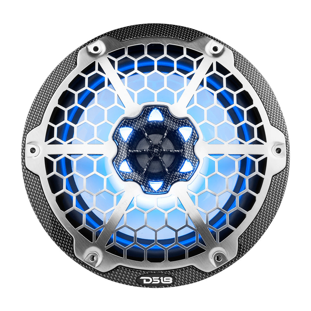 DS18 HYDRO 8" 2-Way Marine Speakers w/RGB LED Lights 450W - Black Carbon Fiber DS18