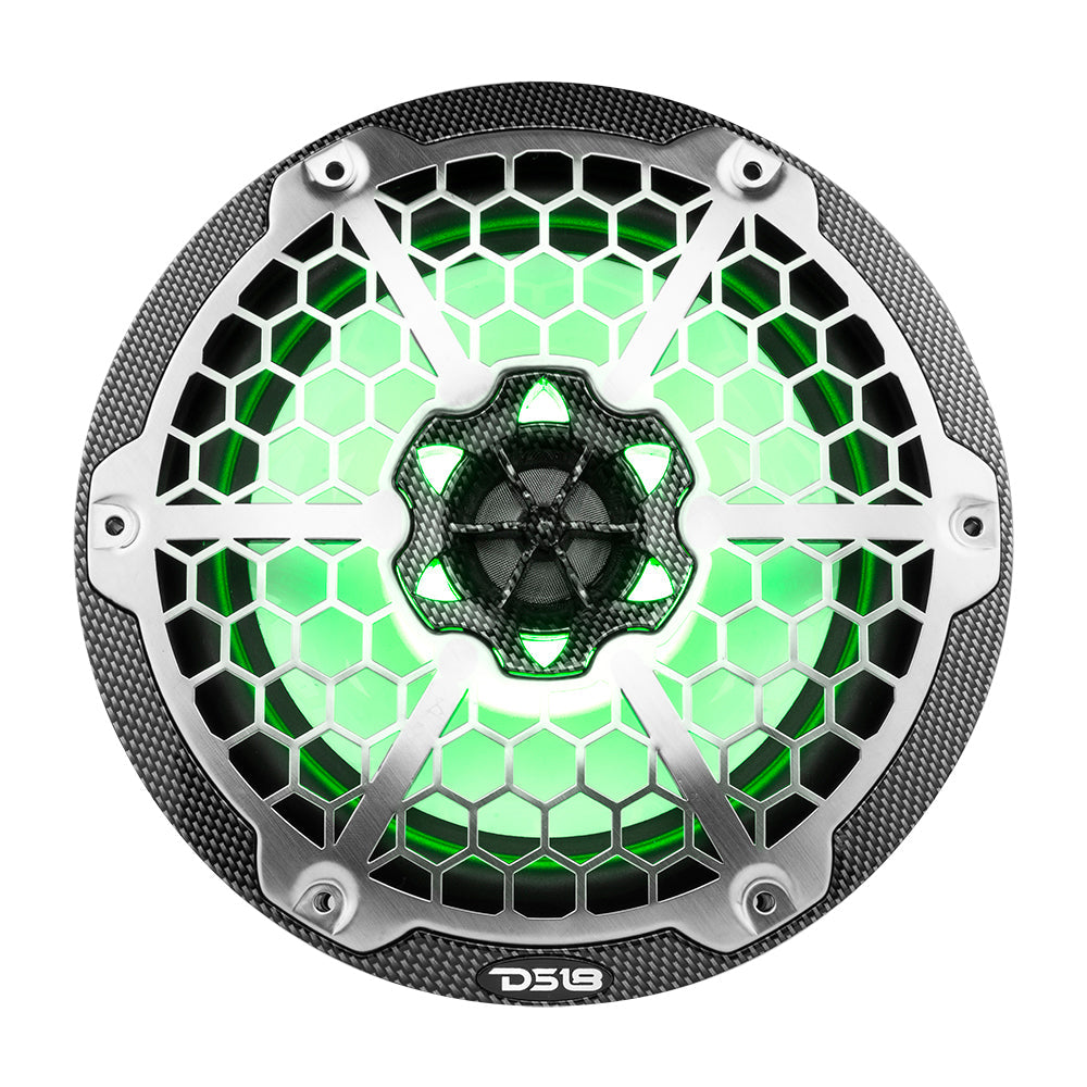 DS18 HYDRO 8" 2-Way Marine Speakers w/RGB LED Lights 450W - Black Carbon Fiber DS18