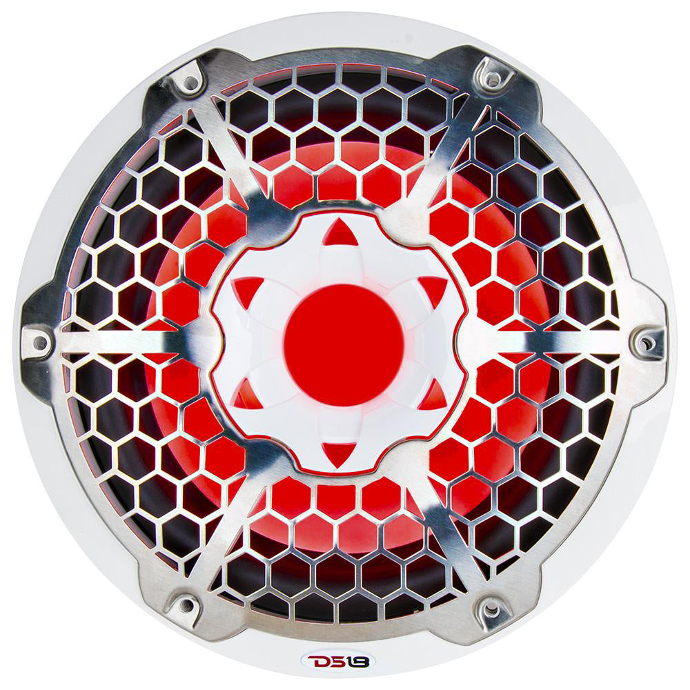 DS18 HYDRO 10" Subwoofer w/RGB Lights - 600W - White DS18