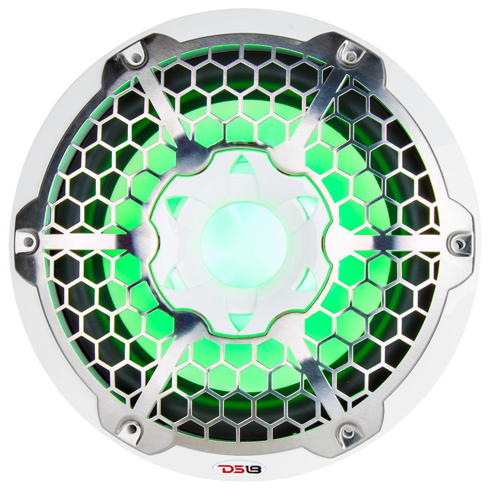 DS18 HYDRO 10" Subwoofer w/RGB Lights - 600W - White DS18