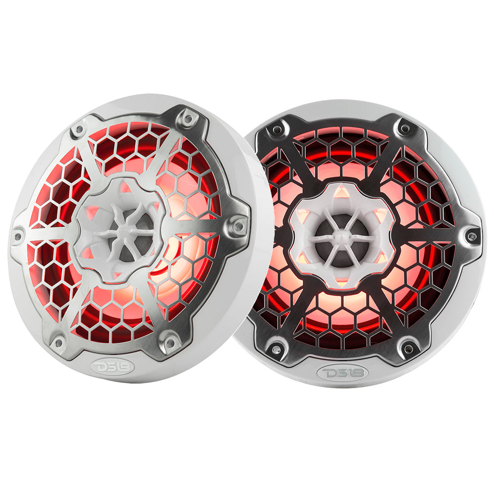 DS18 New Edition HYDRO 6.5" 2-Way Marine Speakers w/RGB LED Lighting 300W - White DS18