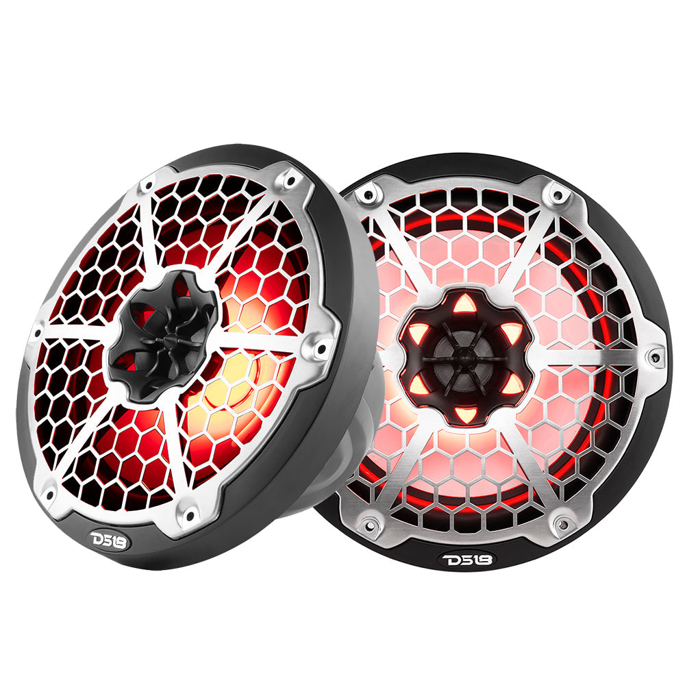 DS18 New Edition HYDRO 8" 2-Way Marine Speakers w/RGB LED Lighting 375W - Black DS18