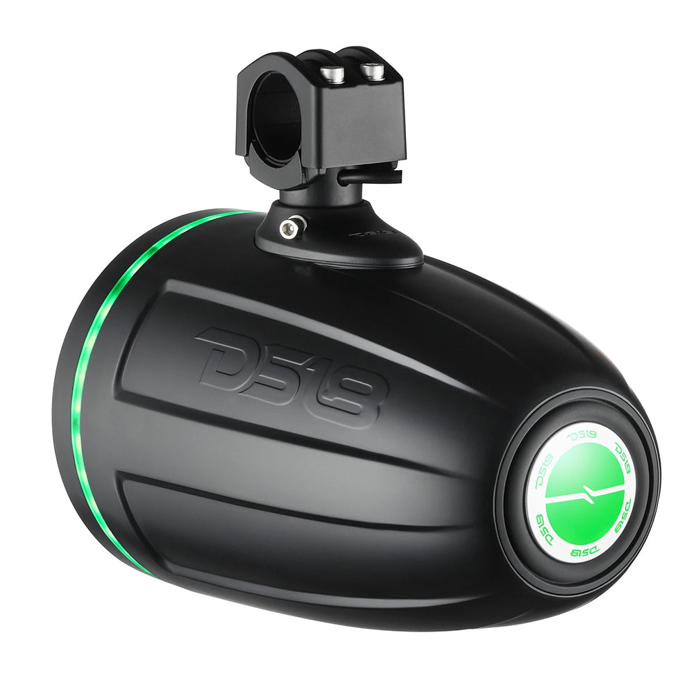 DS18 8" Neodymium Marine Towers w/Built-in Passive Radiator, 1" Driver & RGB LED Light - Black DS18