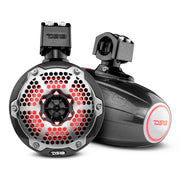 DS18 X Series HYDRO 6.5" Wakeboard Pod Tower Speaker w/RGB LED Light - Black Carbon Fiber DS18