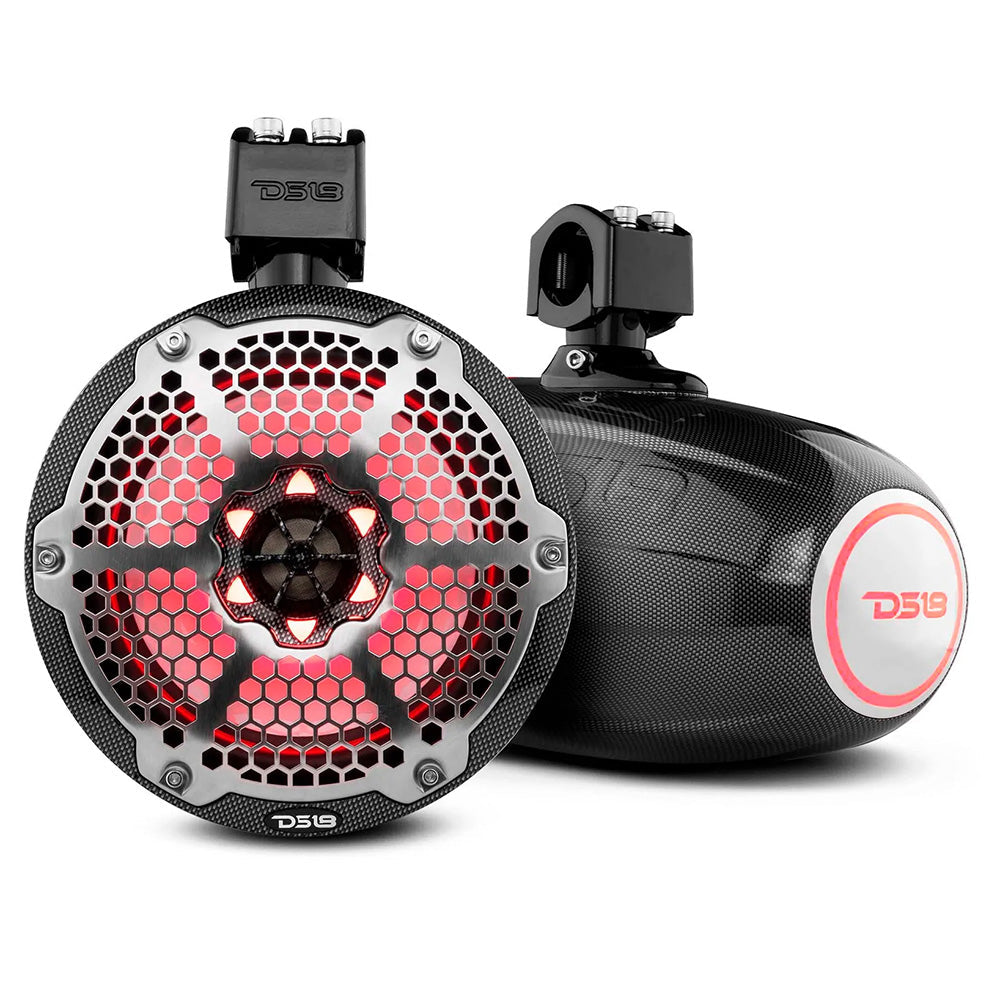DS18 X Series HYDRO 8" Wakeboard Pod Tower Speaker w/RGB LED Light - 425W - Black Carbon Fiber DS18