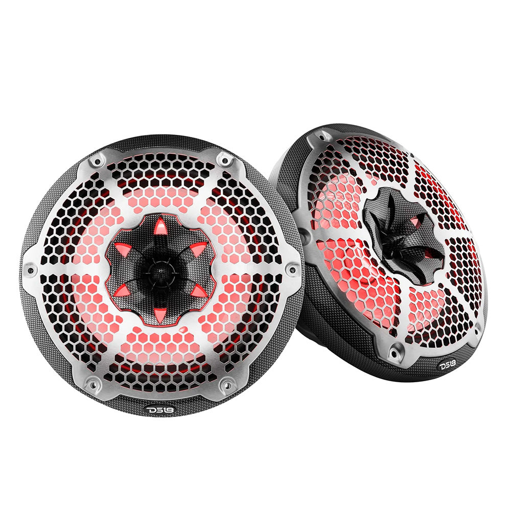DS18 HYDRO 10" 2-Way Speakers w/ RGB LED Lights - Carbon Fiber DS18