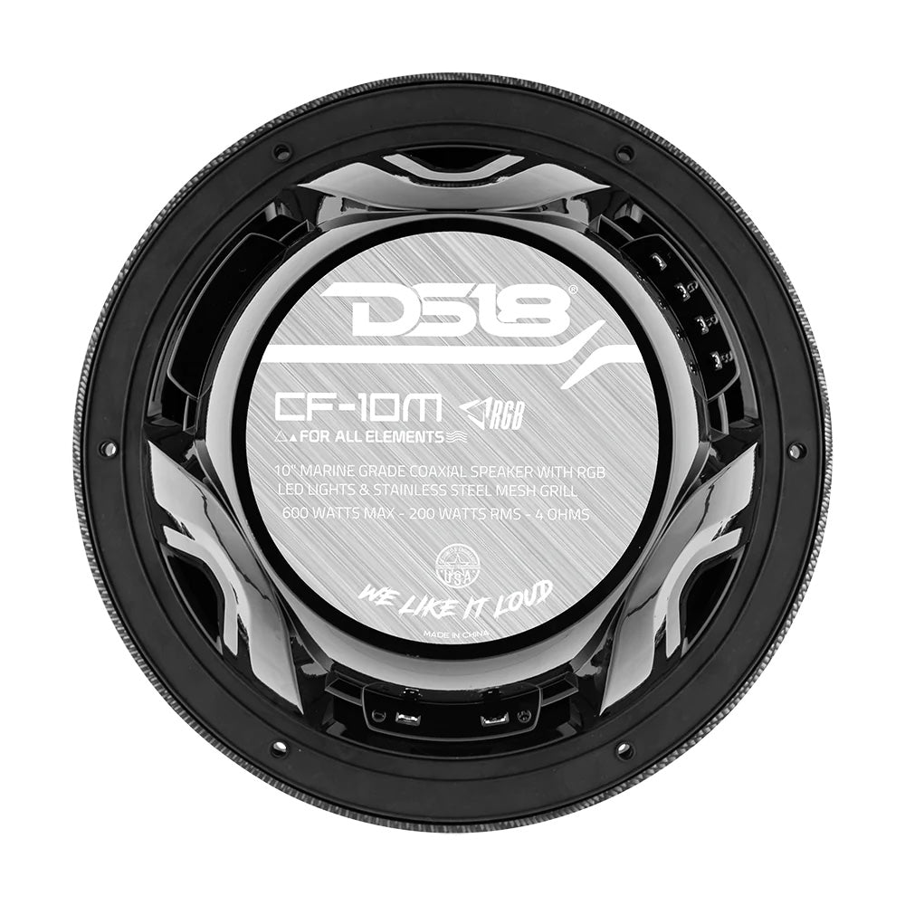 DS18 HYDRO 10" 2-Way Speakers w/ RGB LED Lights - Carbon Fiber DS18