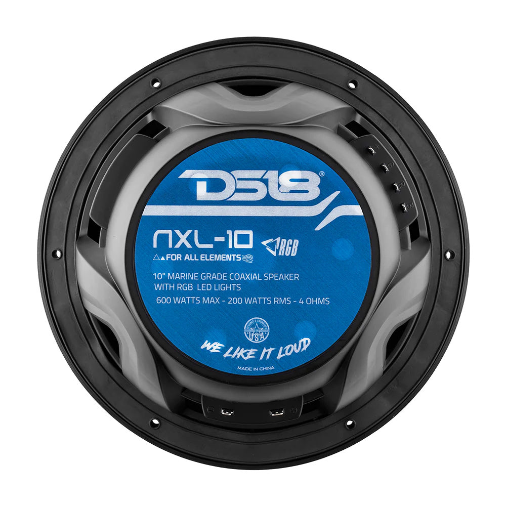DS18 HYDRO 10" 2-Way Marine Speakers w/ RGB LED Lights - Black DS18