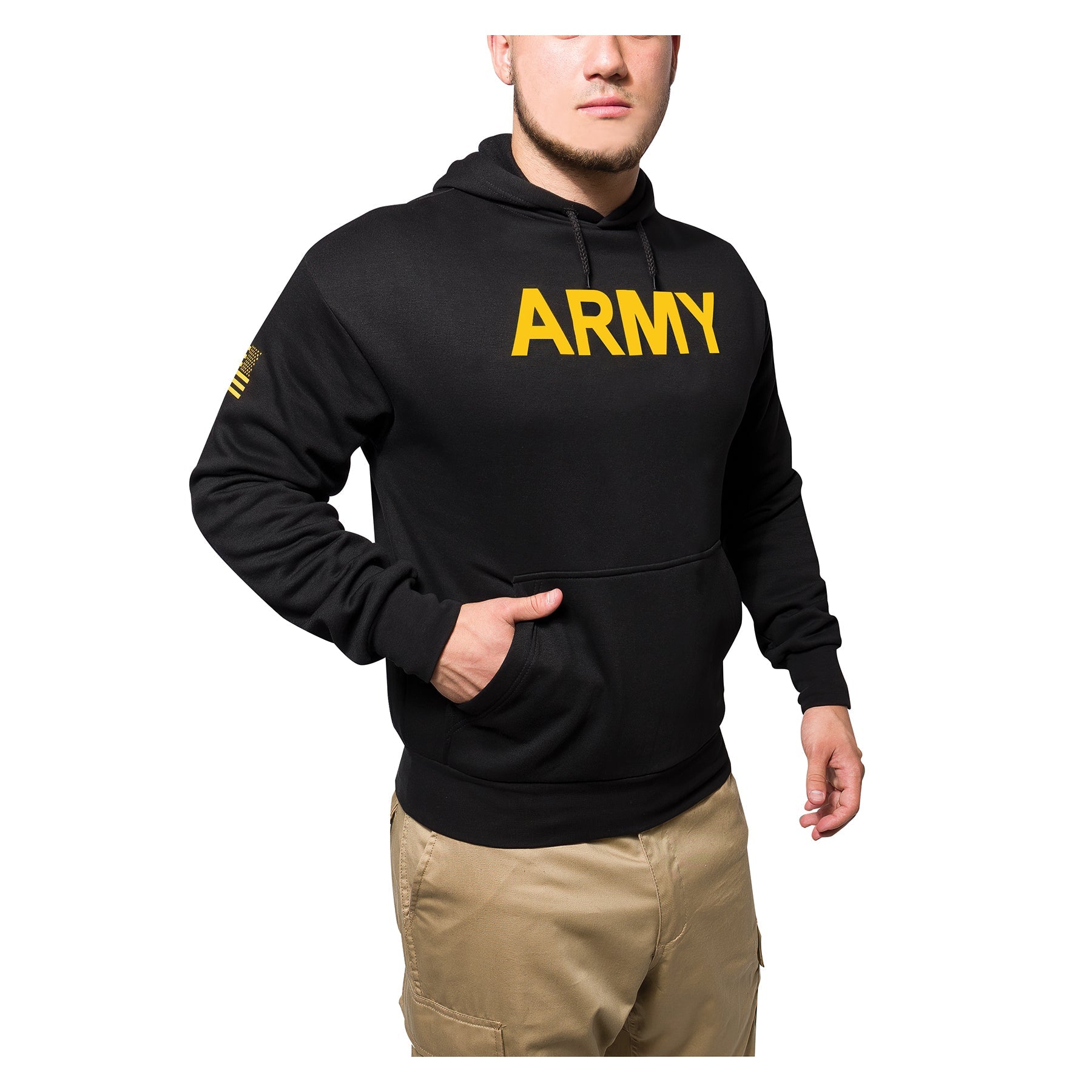 Rothco Army Printed Pullover Hoodie - Black LARSON TACTICAL SUPPLY