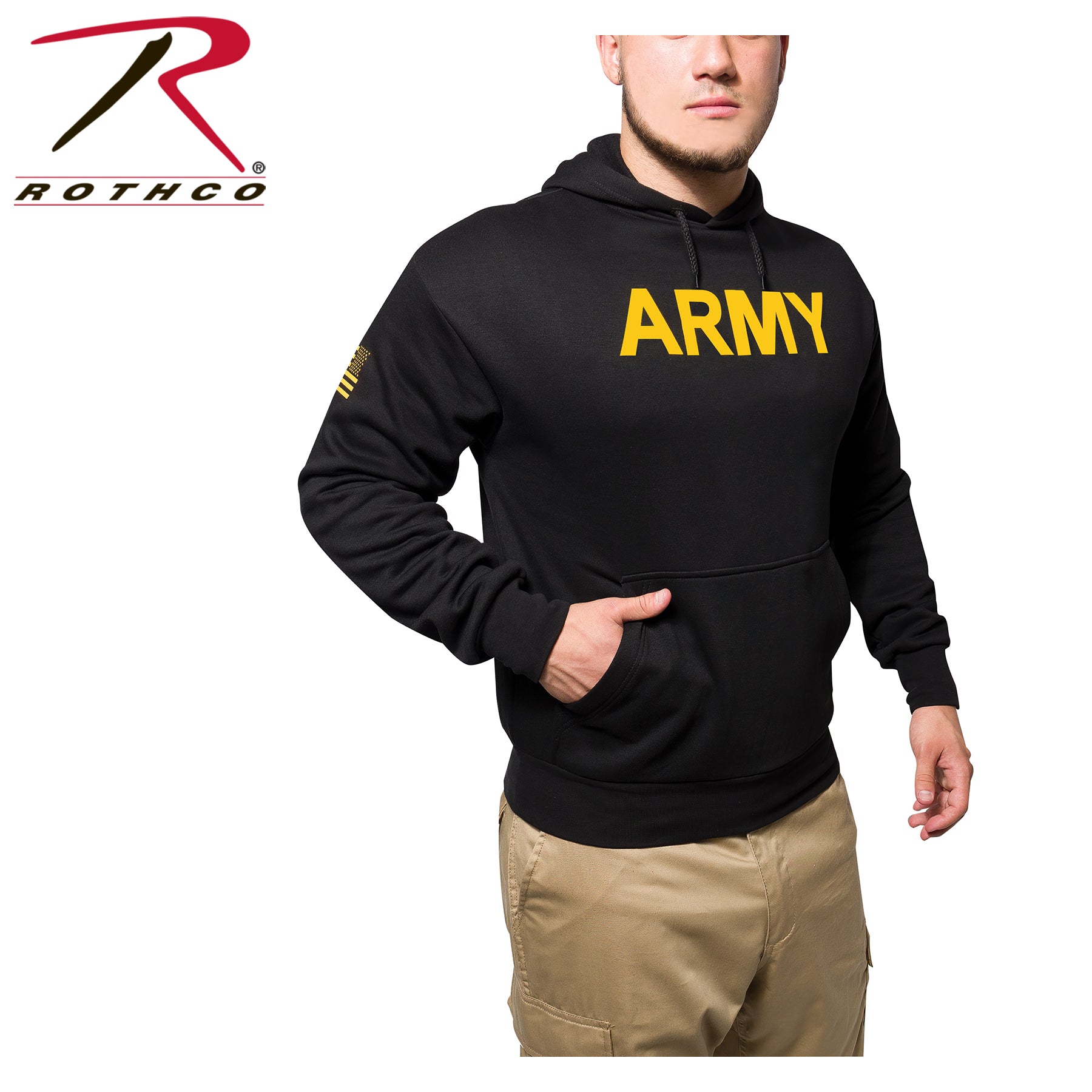 Rothco Army Printed Pullover Hoodie - Black LARSON TACTICAL SUPPLY