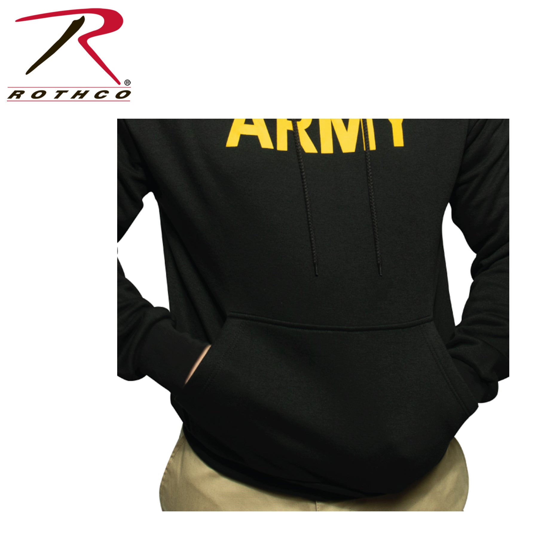 Rothco Army Printed Pullover Hoodie - Black LARSON TACTICAL SUPPLY