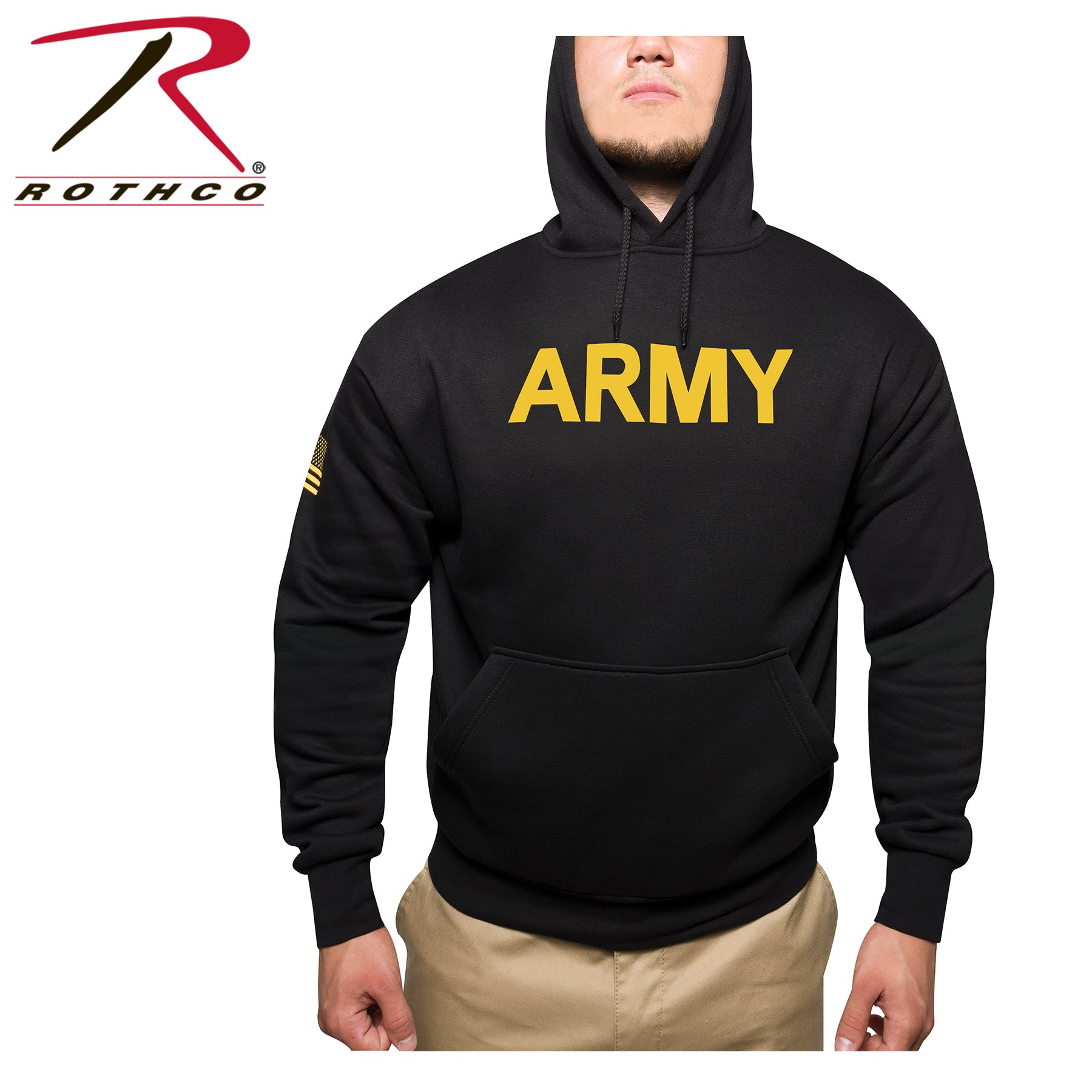 Rothco Army Printed Pullover Hoodie - Black LARSON TACTICAL SUPPLY