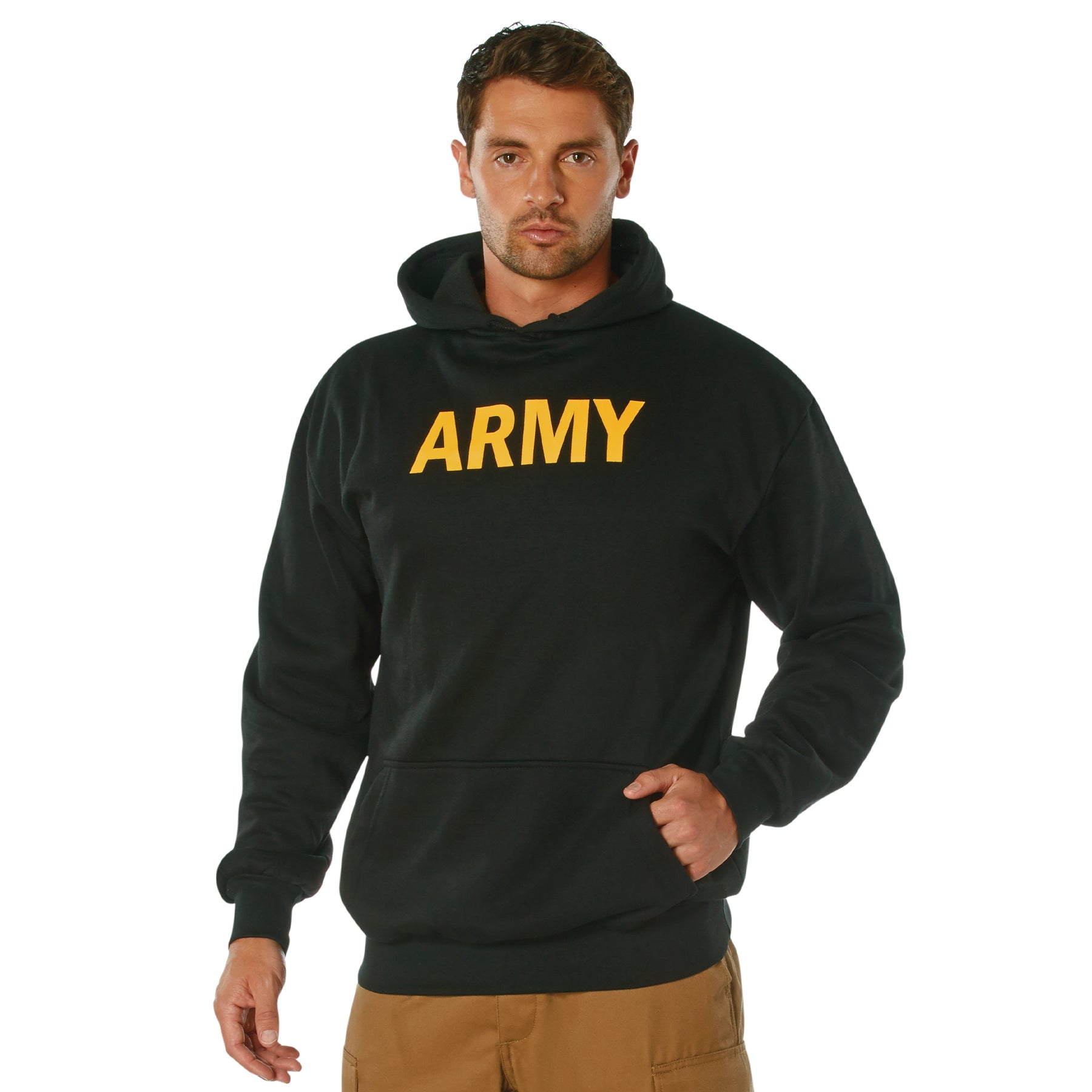 Rothco Army Printed Pullover Hoodie - Black LARSON TACTICAL SUPPLY