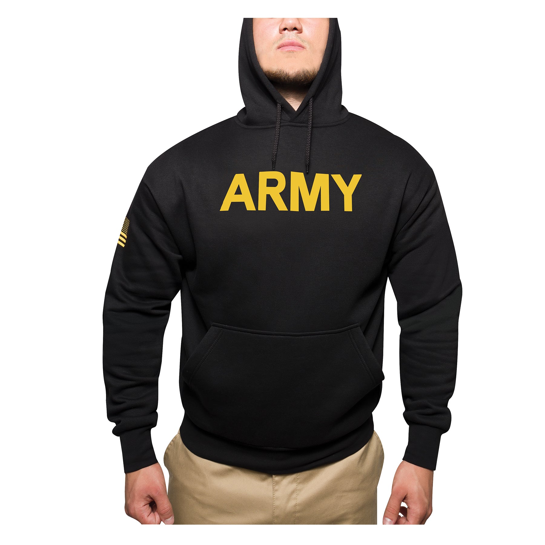 Rothco Army Printed Pullover Hoodie - Black LARSON TACTICAL SUPPLY