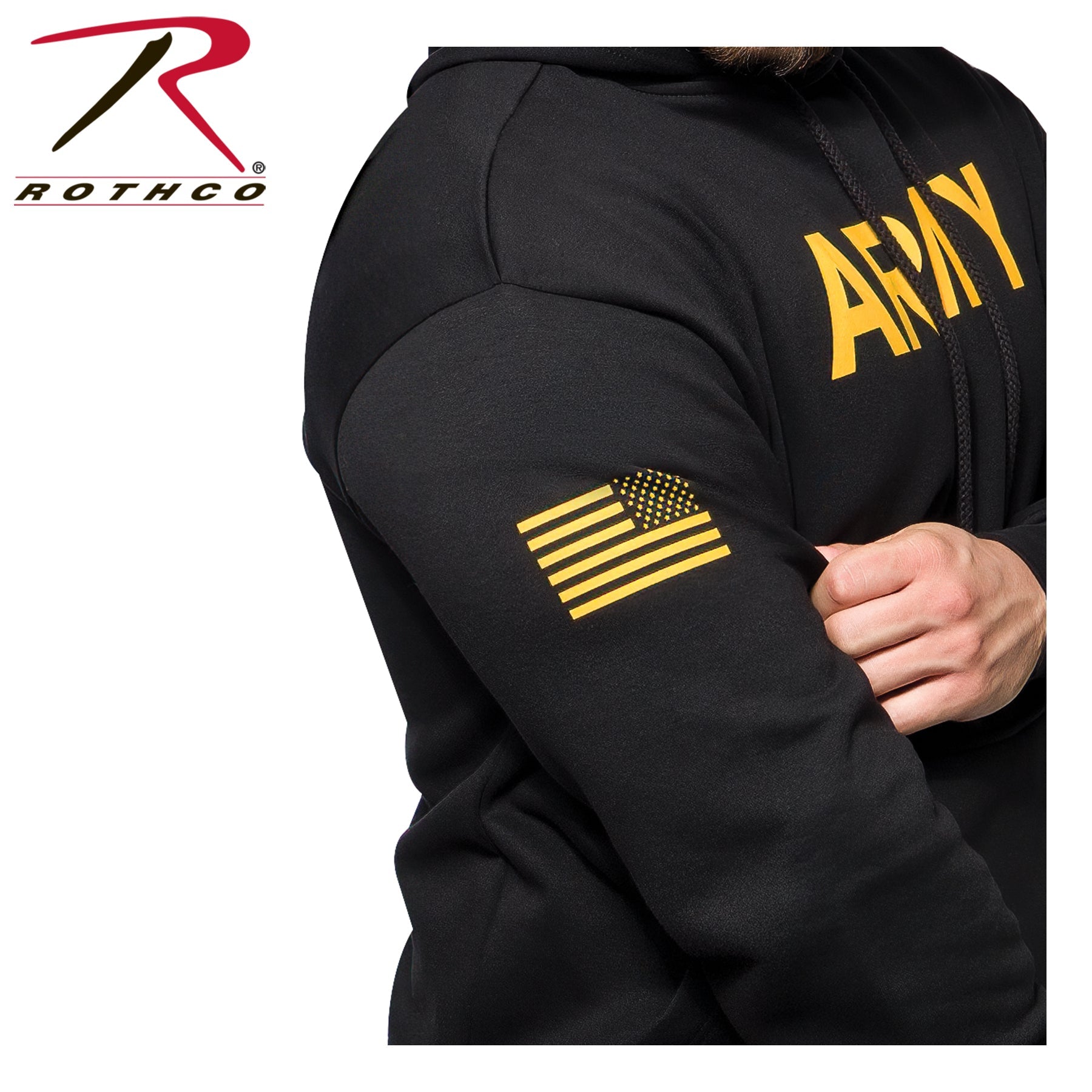 Rothco Army Printed Pullover Hoodie - Black LARSON TACTICAL SUPPLY