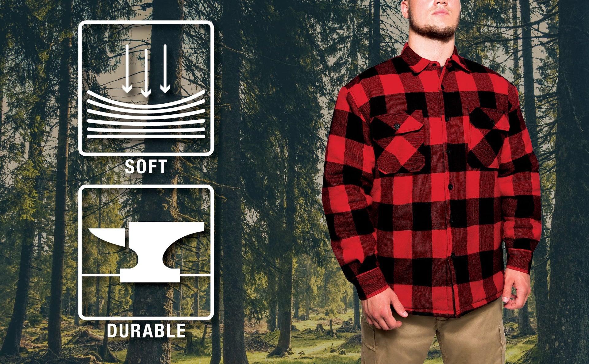 Rothco Buffalo Plaid Quilted Lined Jacket - Red LARSON TACTICAL SUPPLY
