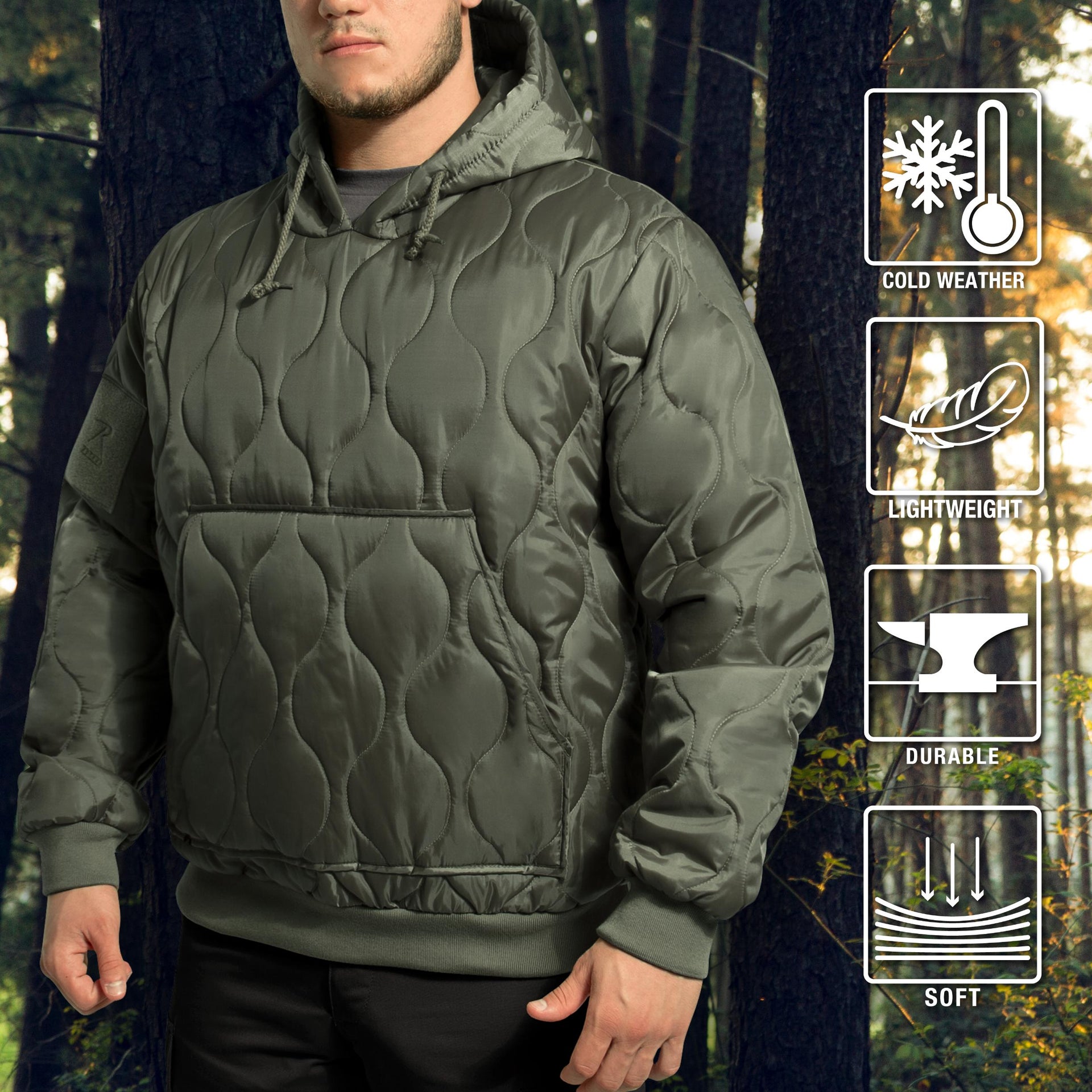 Rothco Quilted Woobie Hooded Sweatshirt LARSON TACTICAL SUPPLY