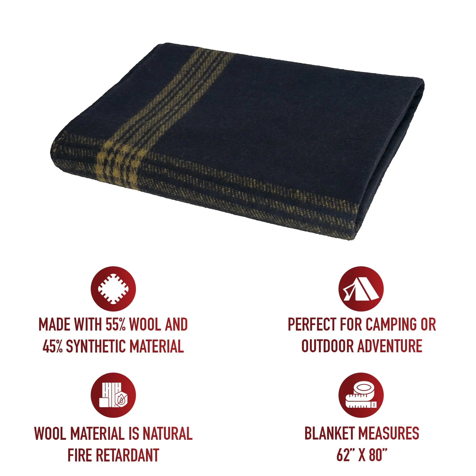 Rothco Striped Outdoor Wool Blanket LARSON TACTICAL SUPPLY