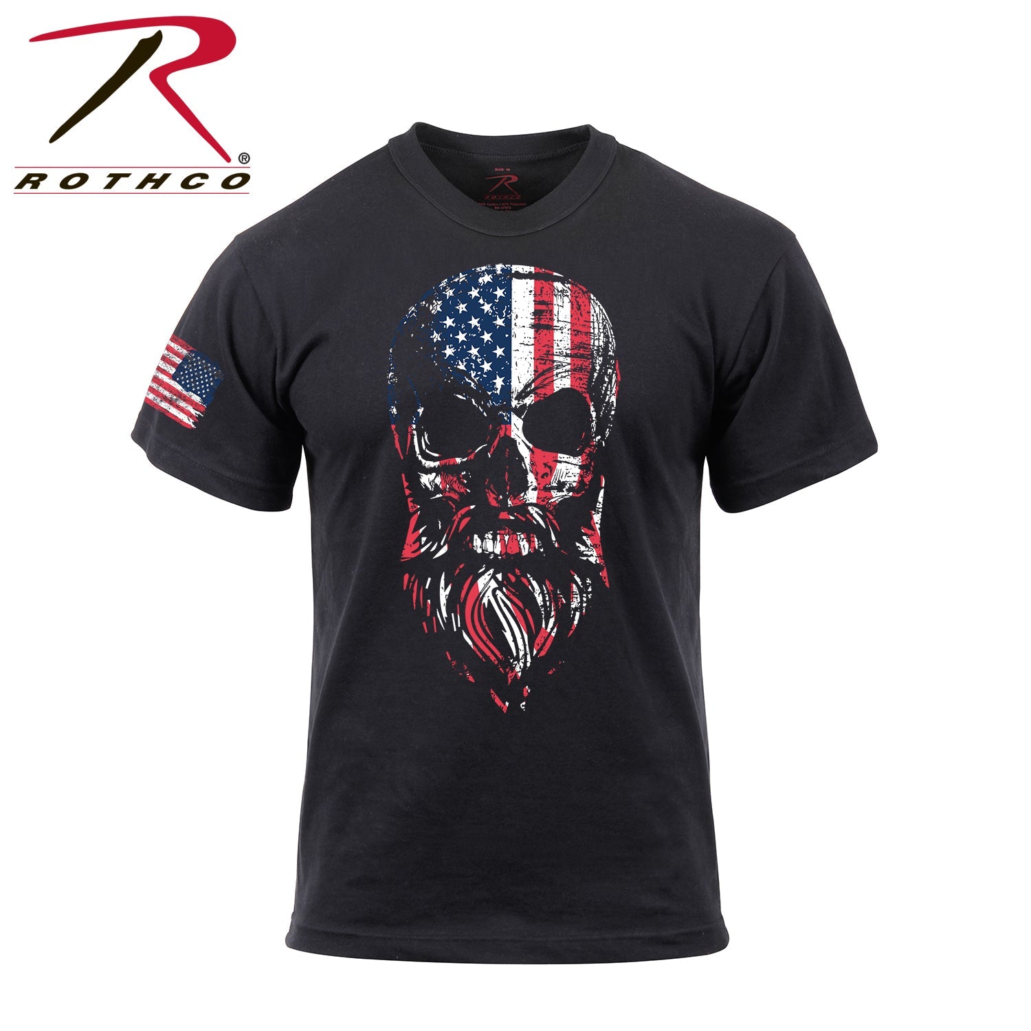 Rothco US Flag Bearded Skull T-Shirt LARSON TACTICAL SUPPLY