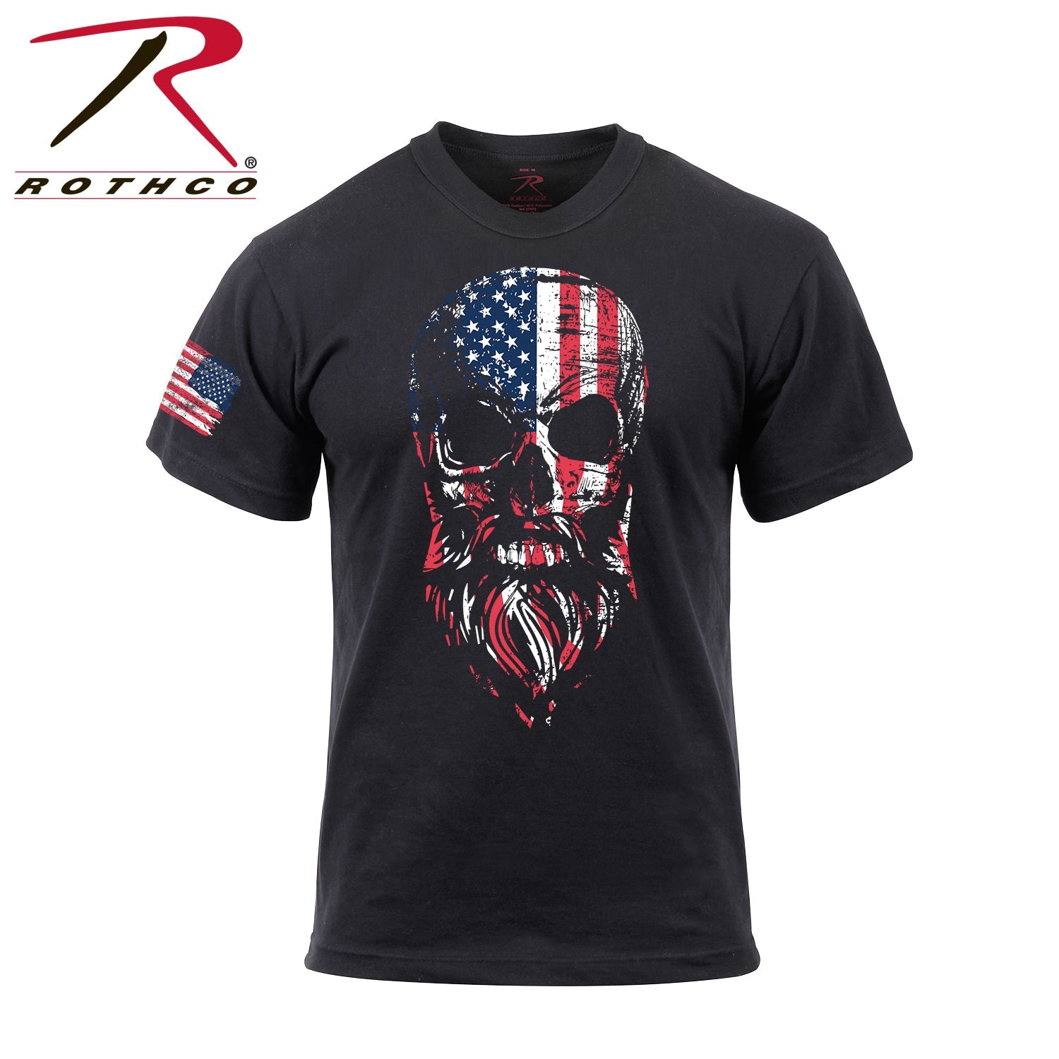 Rothco US Flag Bearded Skull T-Shirt LARSON TACTICAL SUPPLY