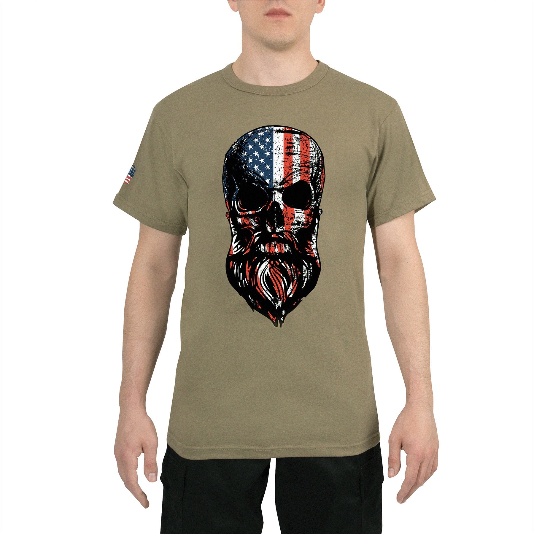 Rothco US Flag Bearded Skull T-Shirt LARSON TACTICAL SUPPLY