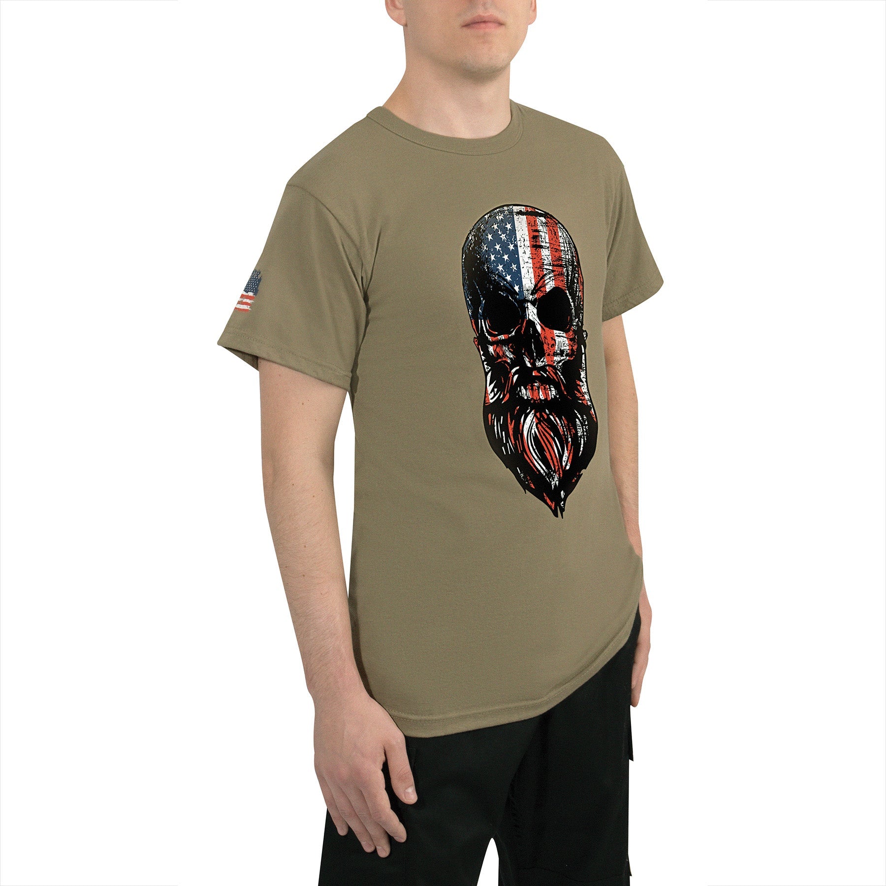 Rothco US Flag Bearded Skull T-Shirt LARSON TACTICAL SUPPLY