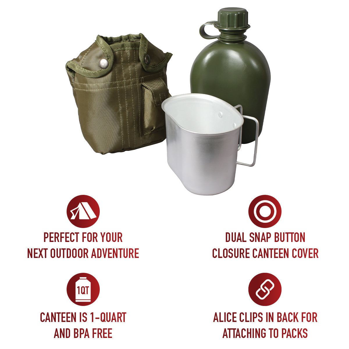 Rothco 3 Piece Canteen Kit With Cover & Aluminum Cup LARSON TACTICAL SUPPLY