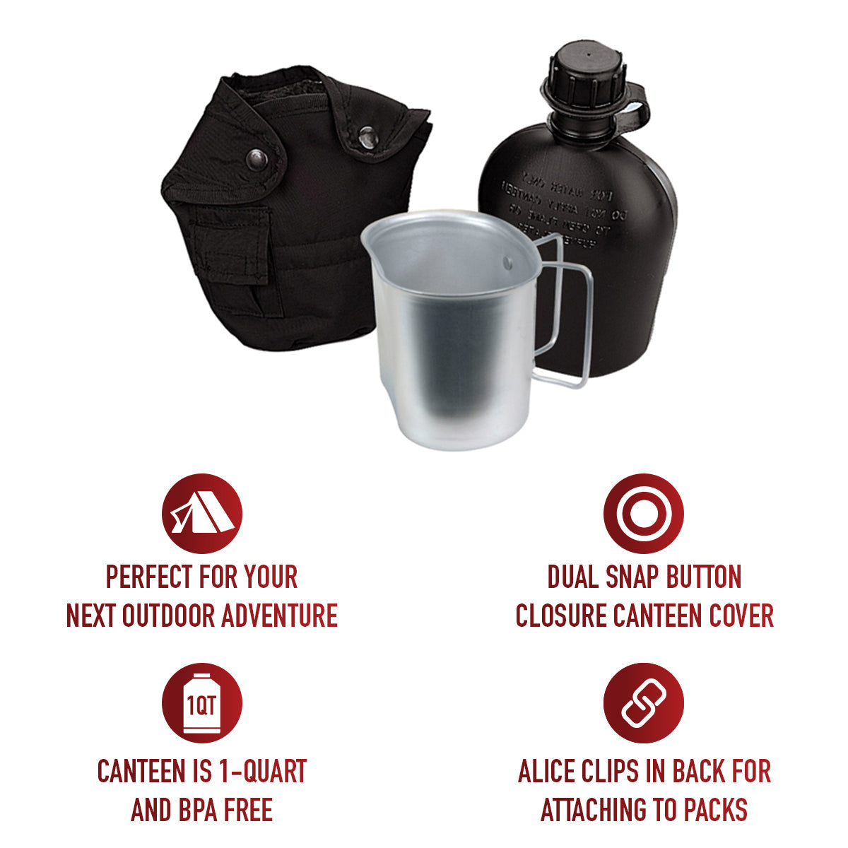 Rothco 3 Piece Canteen Kit With Cover & Aluminum Cup LARSON TACTICAL SUPPLY