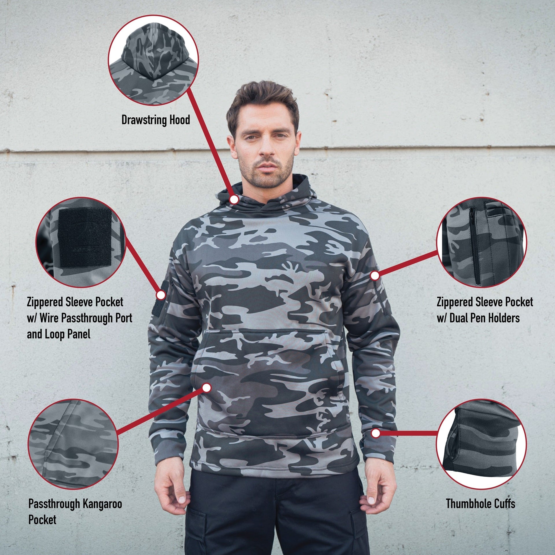 Rothco Concealed Carry Midnight Camo Hoodie LARSON TACTICAL SUPPLY