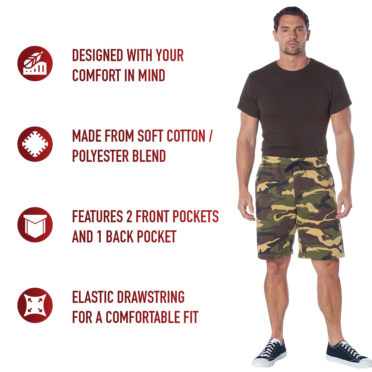 Rothco Camo And Solid Color Sweatshorts LARSON TACTICAL SUPPLY