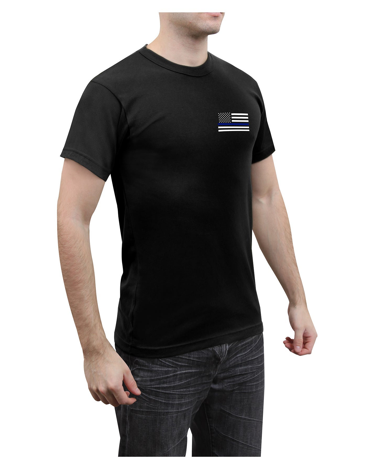 Rothco Honor and Respect 2-Sided Thin Blue Line Flag T-Shirt - Black LARSON TACTICAL SUPPLY