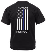Rothco Honor and Respect 2-Sided Thin Blue Line Flag T-Shirt - Black LARSON TACTICAL SUPPLY