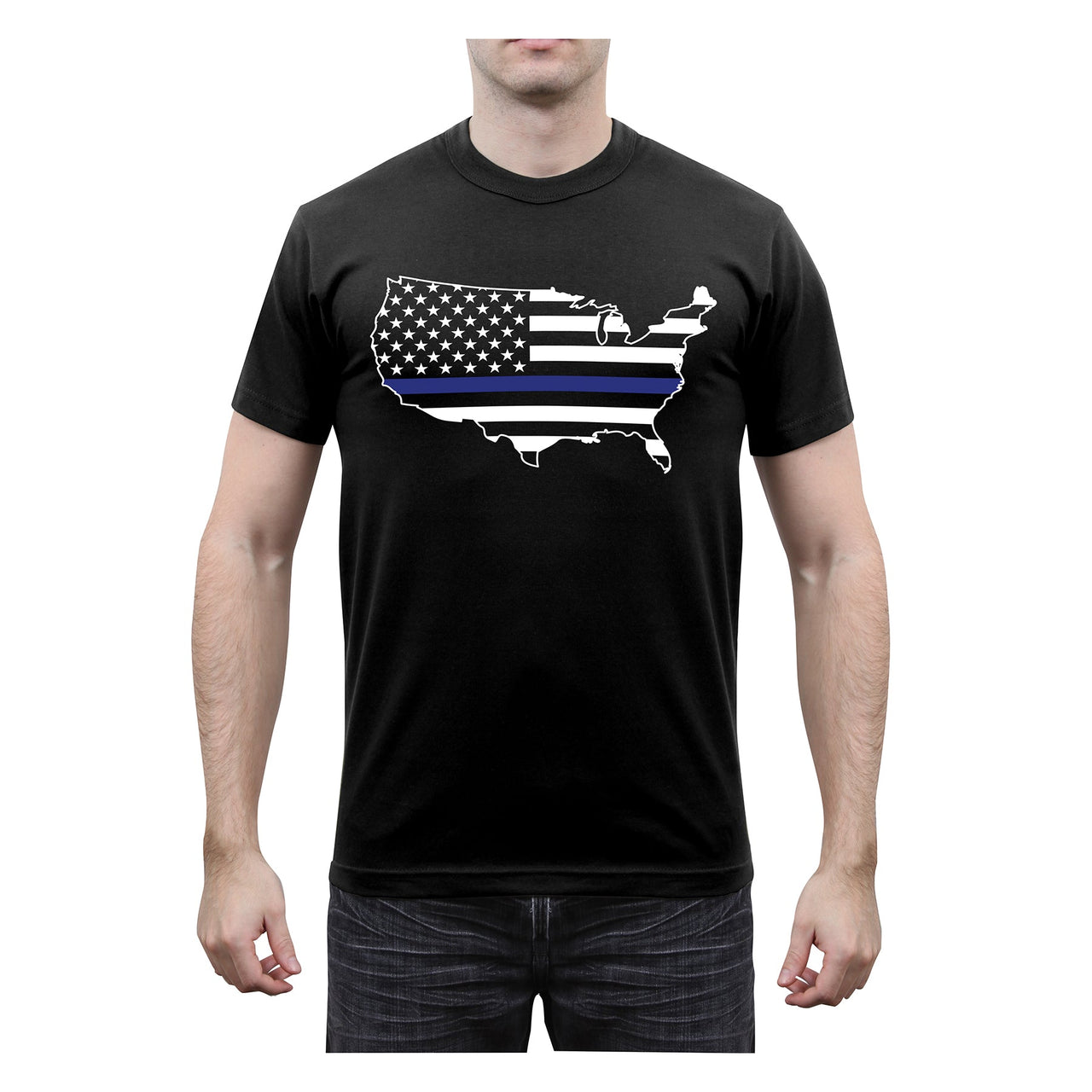 Rothco Thin Blue Line America Map T-Shirt LARSON TACTICAL SUPPLY