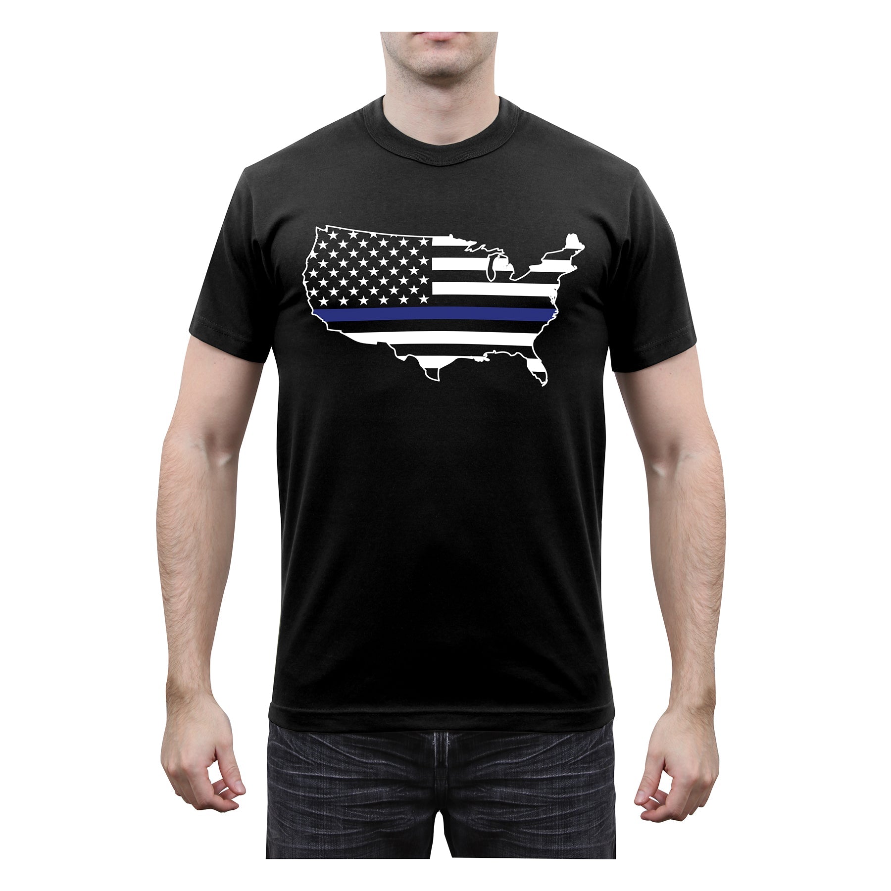 Rothco Thin Blue Line America Map T-Shirt LARSON TACTICAL SUPPLY