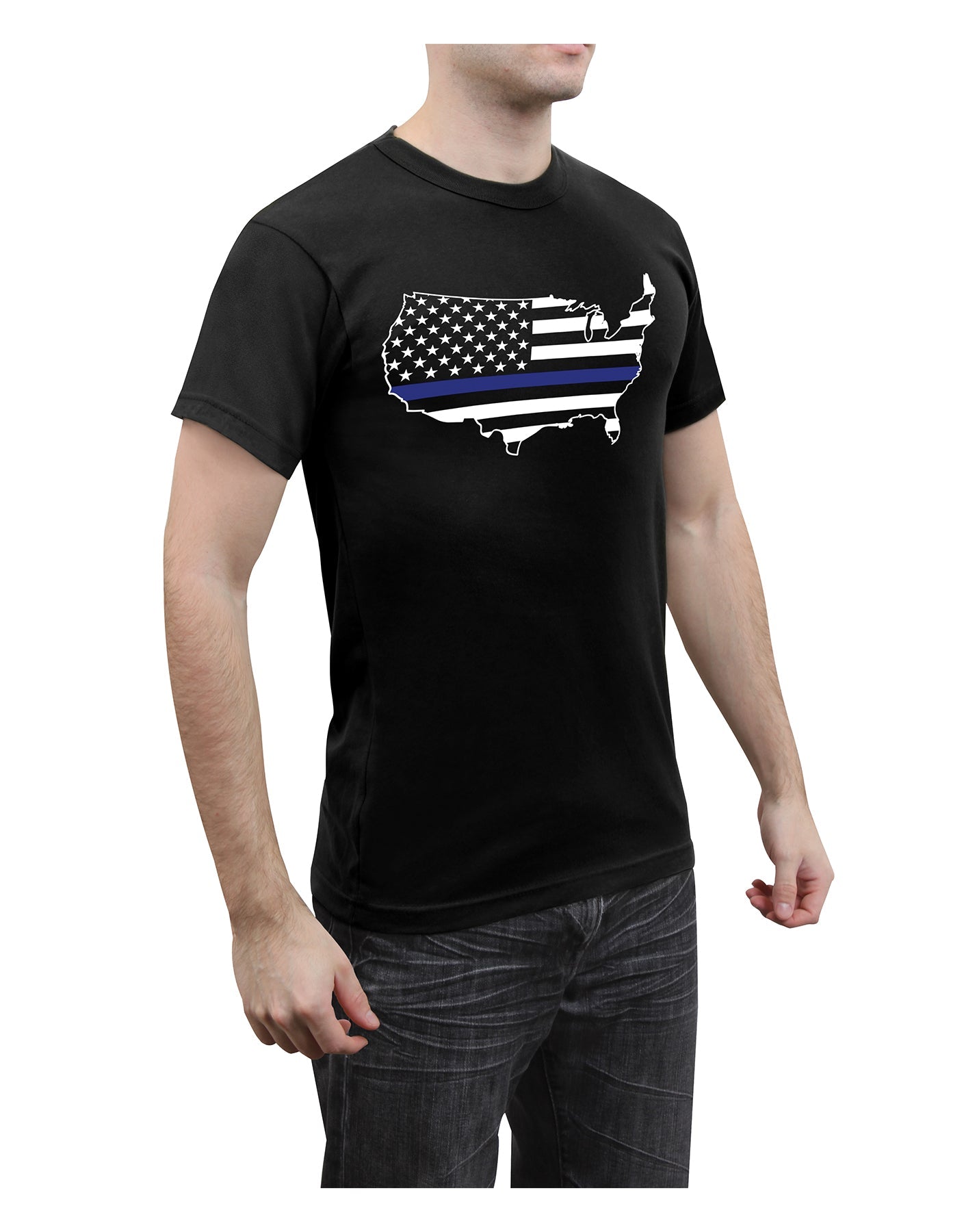 Rothco Thin Blue Line America Map T-Shirt LARSON TACTICAL SUPPLY