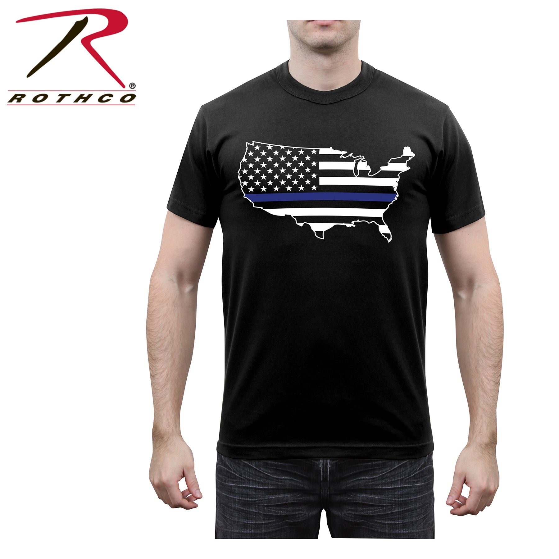 Rothco Thin Blue Line America Map T-Shirt LARSON TACTICAL SUPPLY
