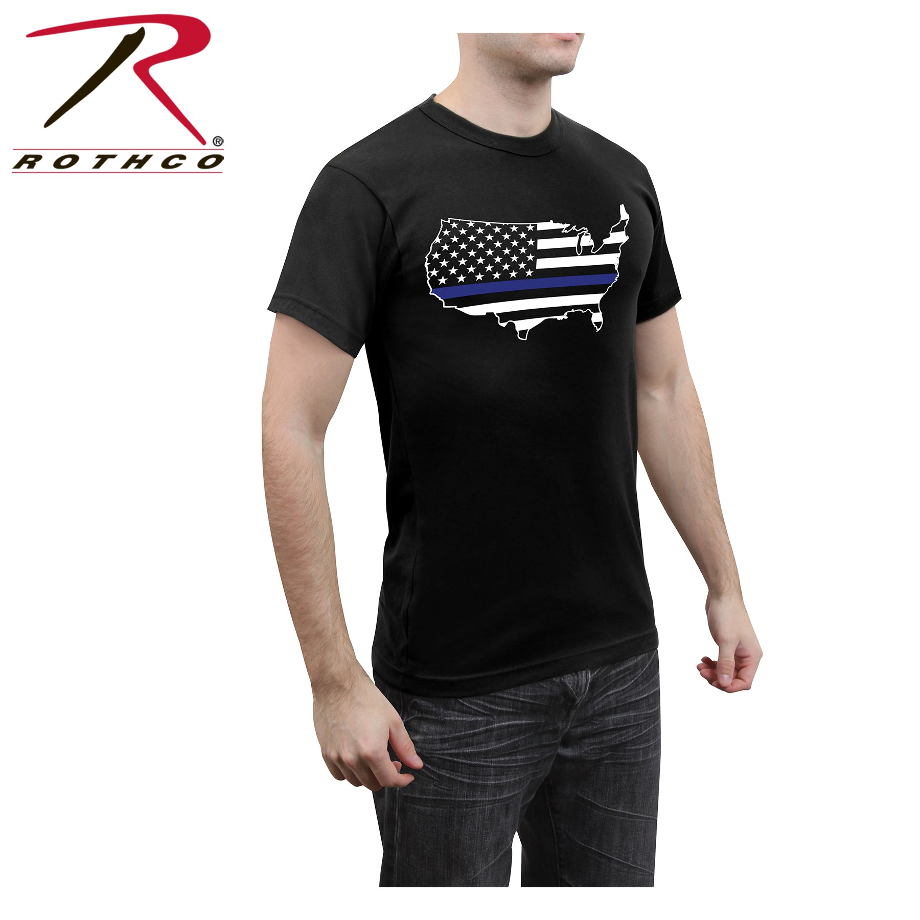 Rothco Thin Blue Line America Map T-Shirt LARSON TACTICAL SUPPLY