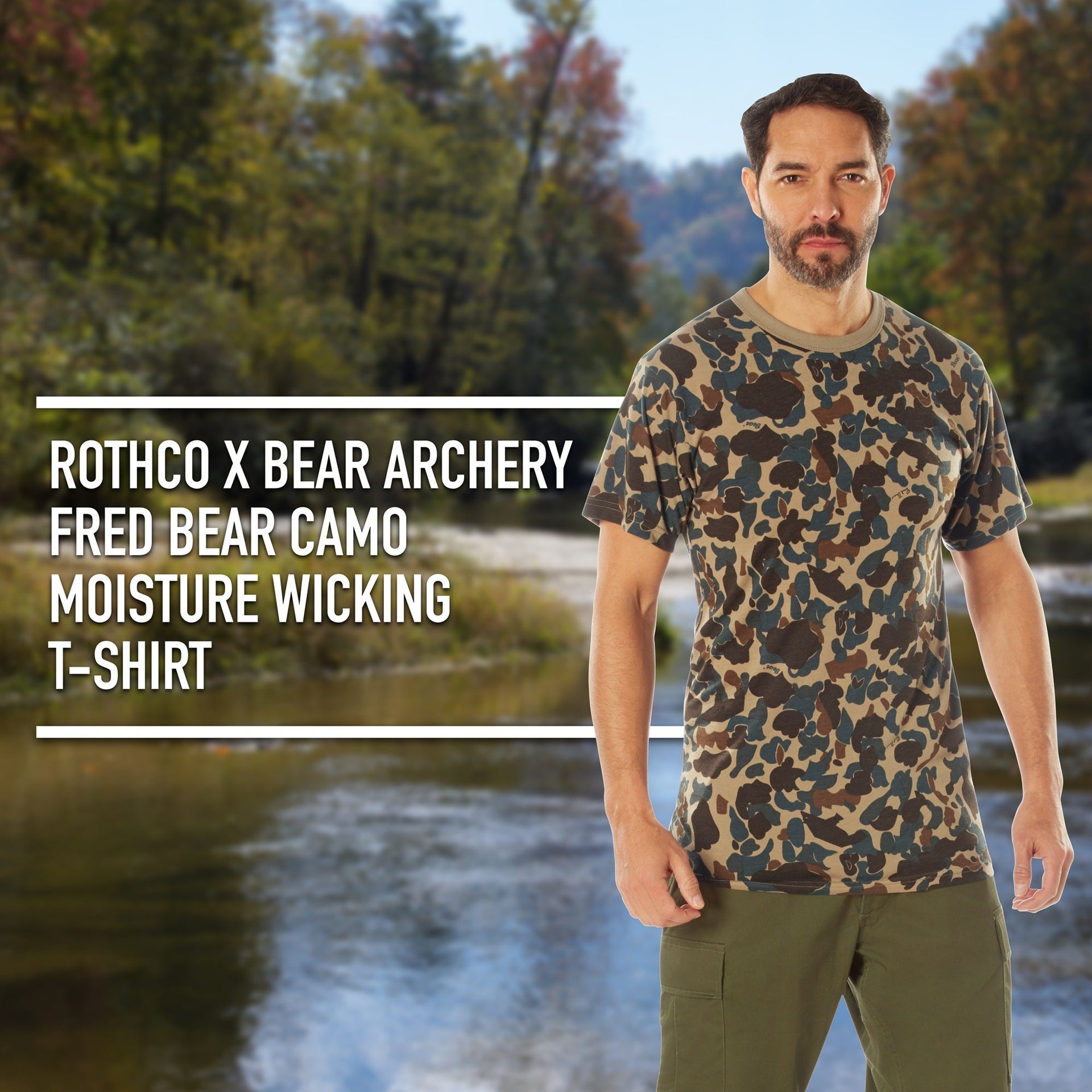 Rothco X Bear Archery Fred Bear Camo Moisture Wicking T-Shirt LARSON TACTICAL SUPPLY