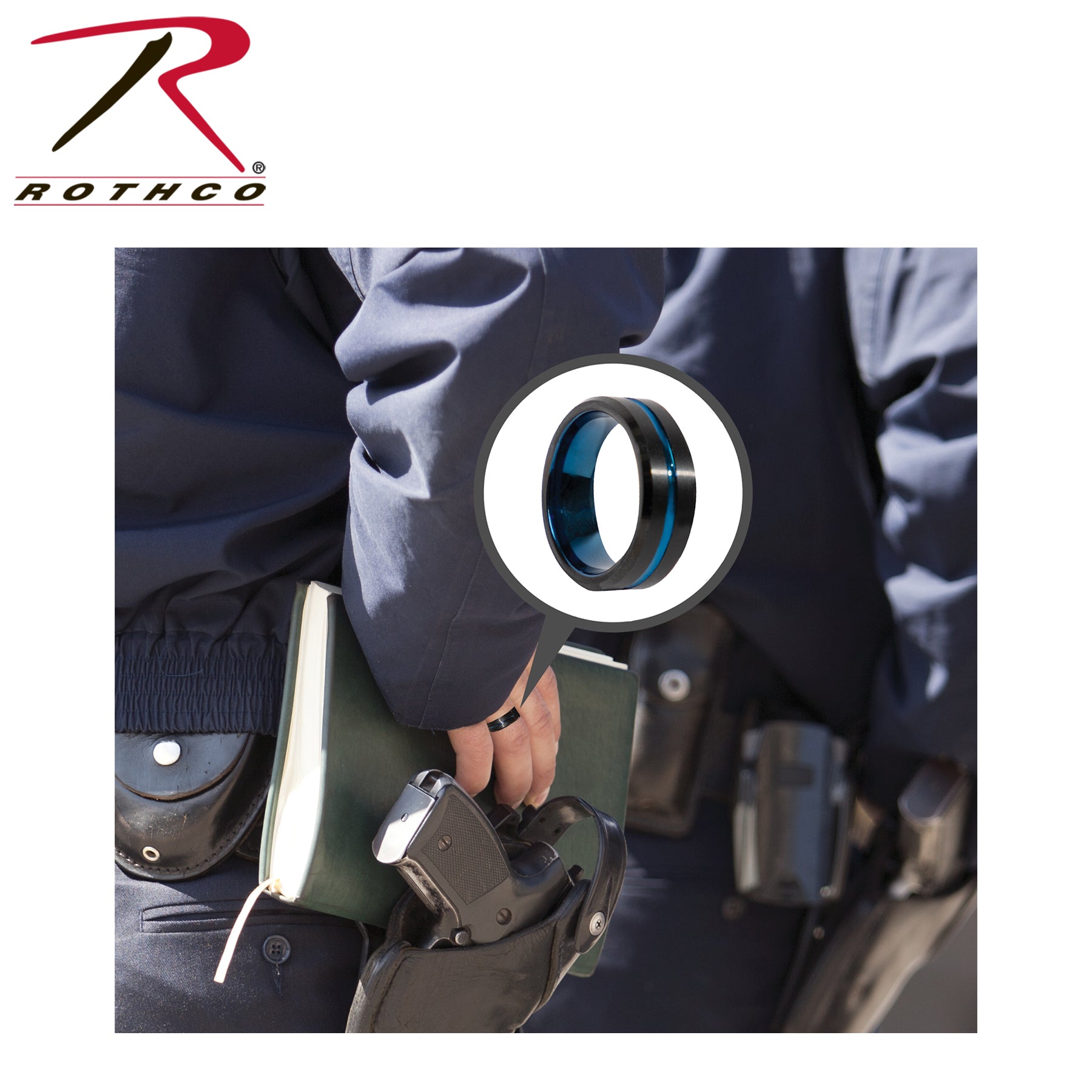 Rothco Tungsten Carbide Thin Blue Line Ring LARSON TACTICAL SUPPLY