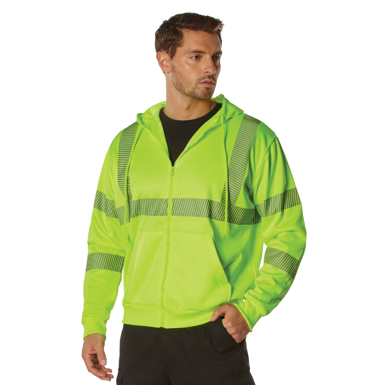 Rothco Hi-Vis Performance Zipper Sweatshirt - Safety Green LARSON TACTICAL SUPPLY