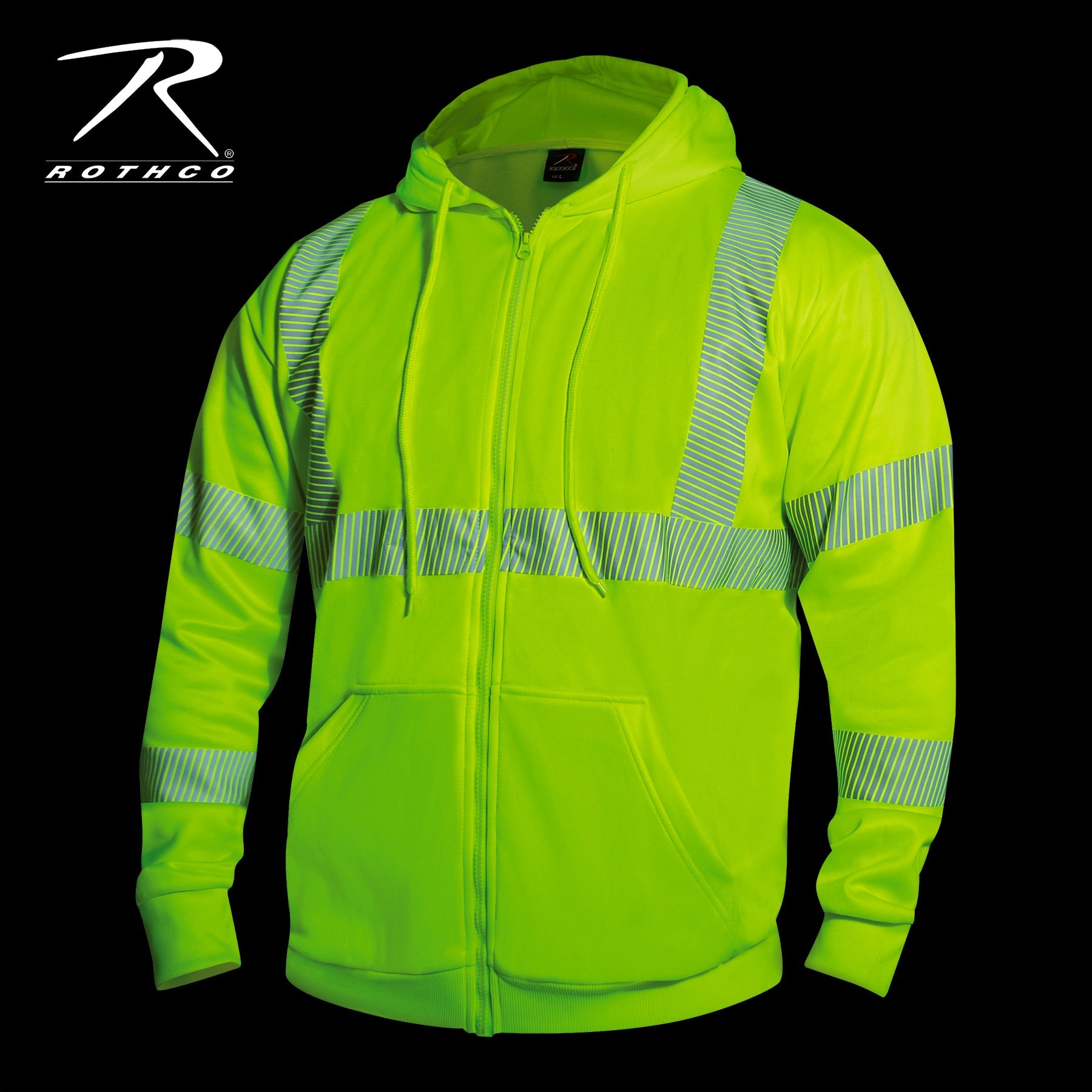 Rothco Hi-Vis Performance Zipper Sweatshirt - Safety Green LARSON TACTICAL SUPPLY